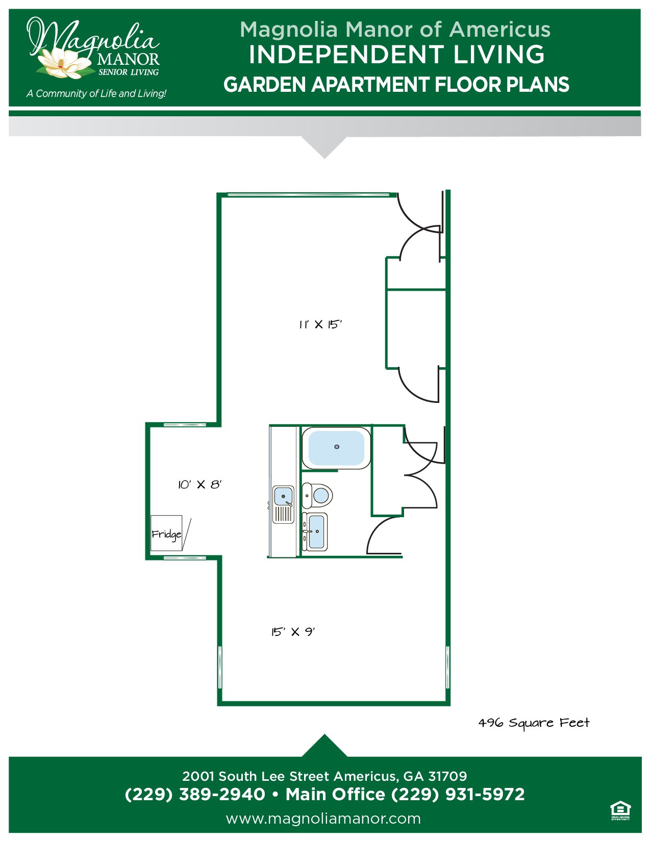 Americus Independent Living Garden Apartment B Floor Plan Magnolia Manor Senior Living in